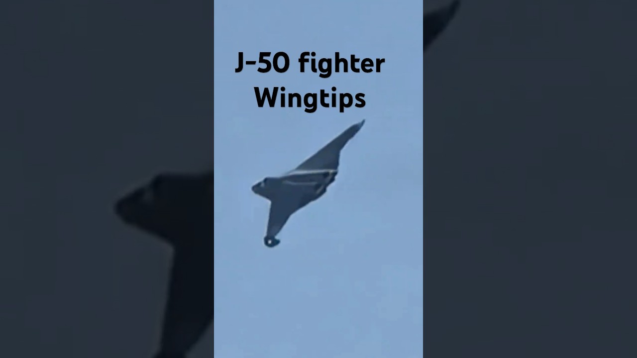 J-50 fighter wingtips movement in test flight.