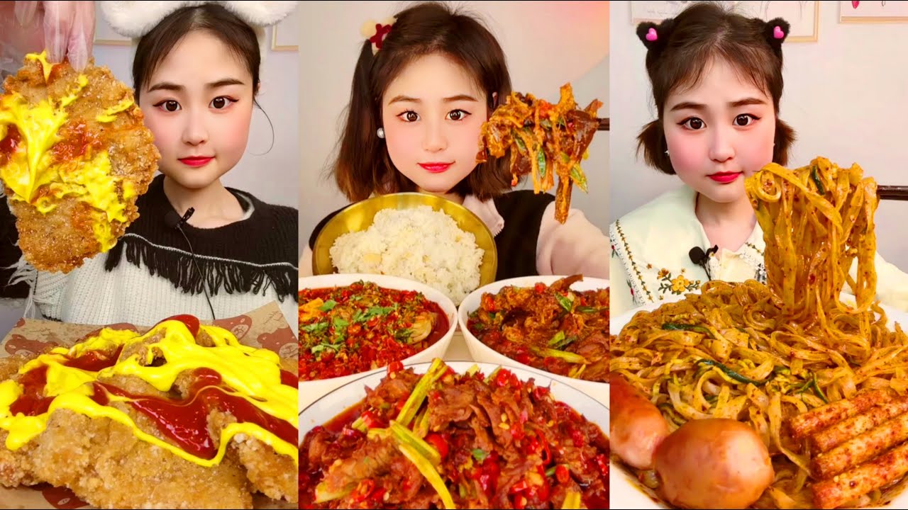 Mukbang Chinese Food Asmr Pork Curry rice | Fried Noodles | Chicken Breast | Satisfying asmr sounds✨