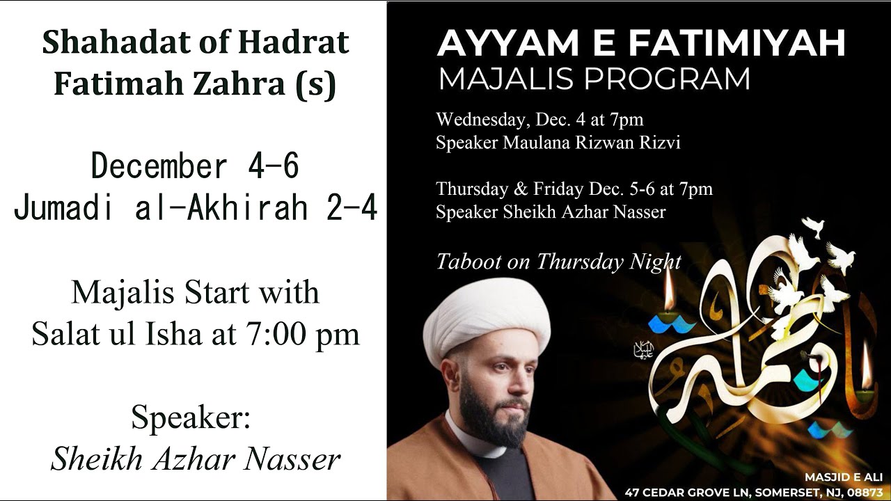 LIVE | Lecture 2 | Ayyam e Fatimiyah | Sheikh Azhar Nasser | Masjid-e-Ali