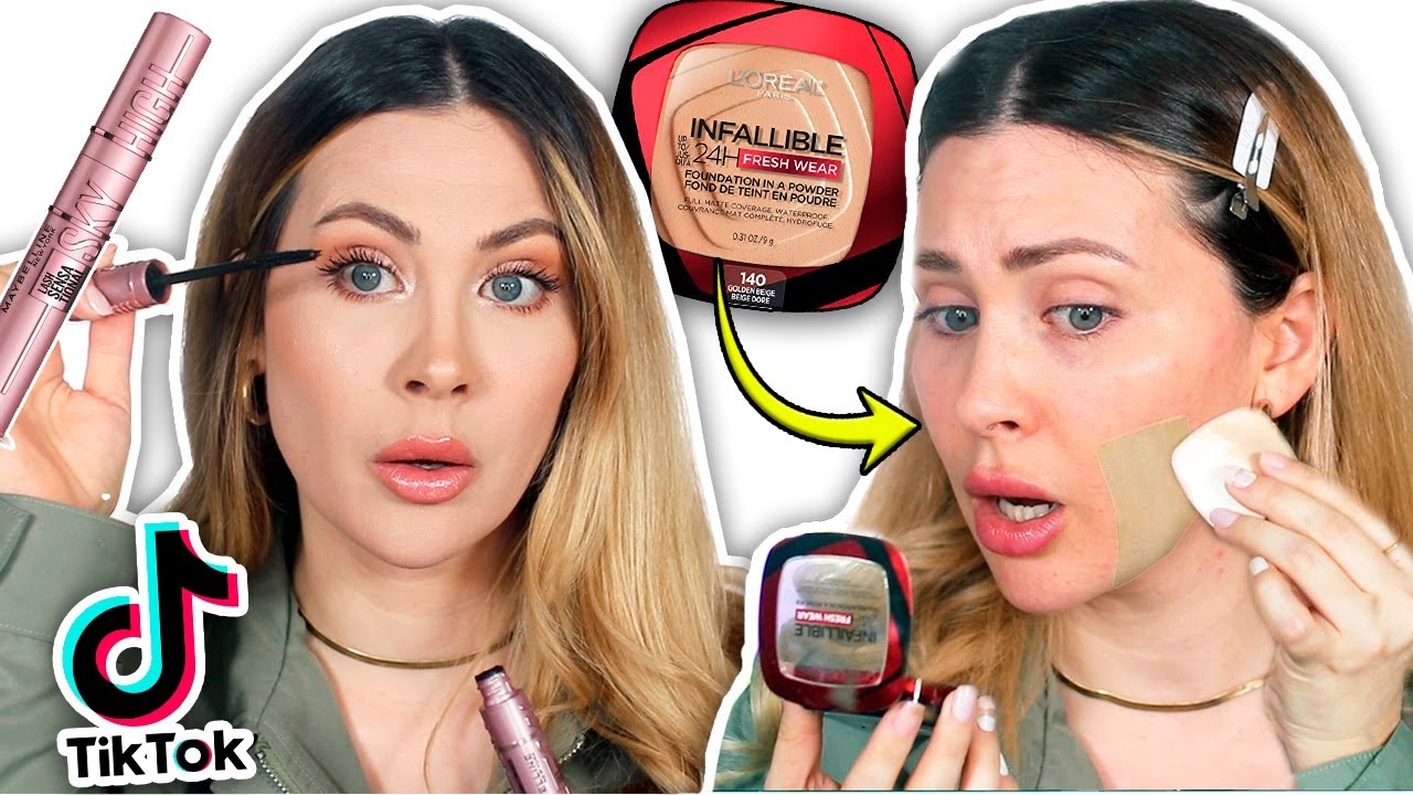 PROBANDO MAQUILLAJE VIRAL!! Nueva Base en Polvo de L'OREAL y MAYBELLINE Sky High ¿VALEN LA PENA?