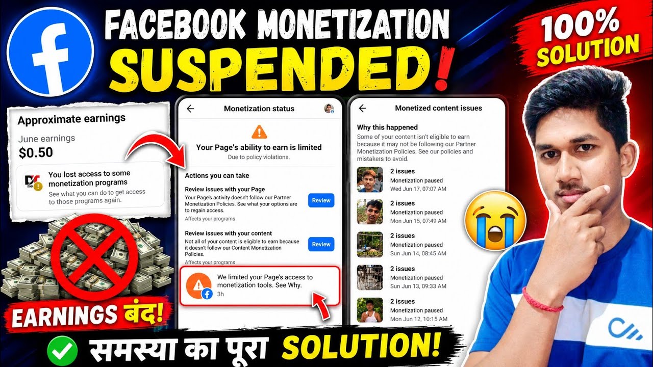 😭 Facebook monetization Suspended | You Lost Access to Some Monetization Programs Facebook