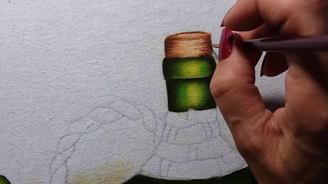 Garrafão uvas e queijo  - Vídeo 2 - Pintura em tecido
