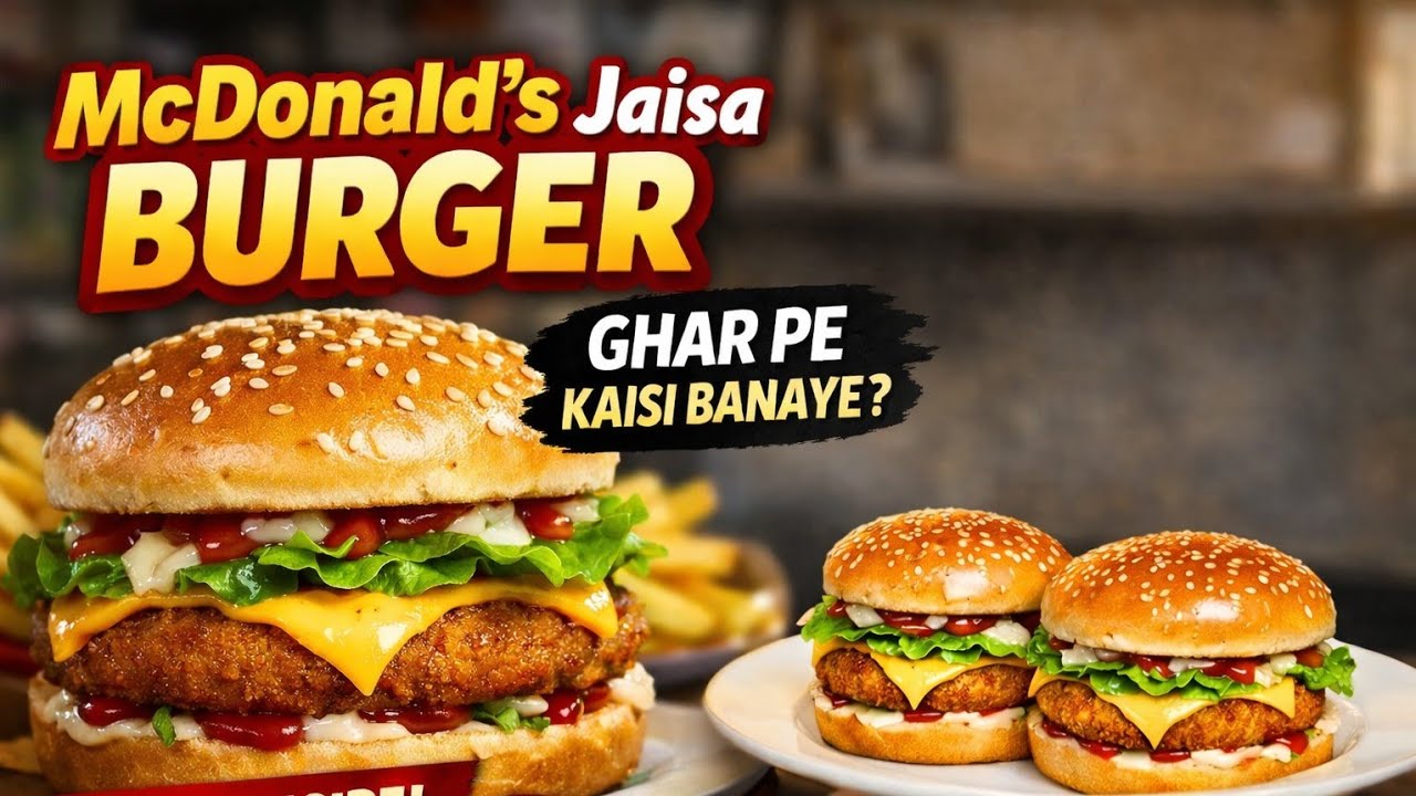 McDonald's Jaisa Veg Burger Ghar Pe Kaise Banaye? |🍔Market Se Bhi Zyada Tasty! Easy Burger Recipe