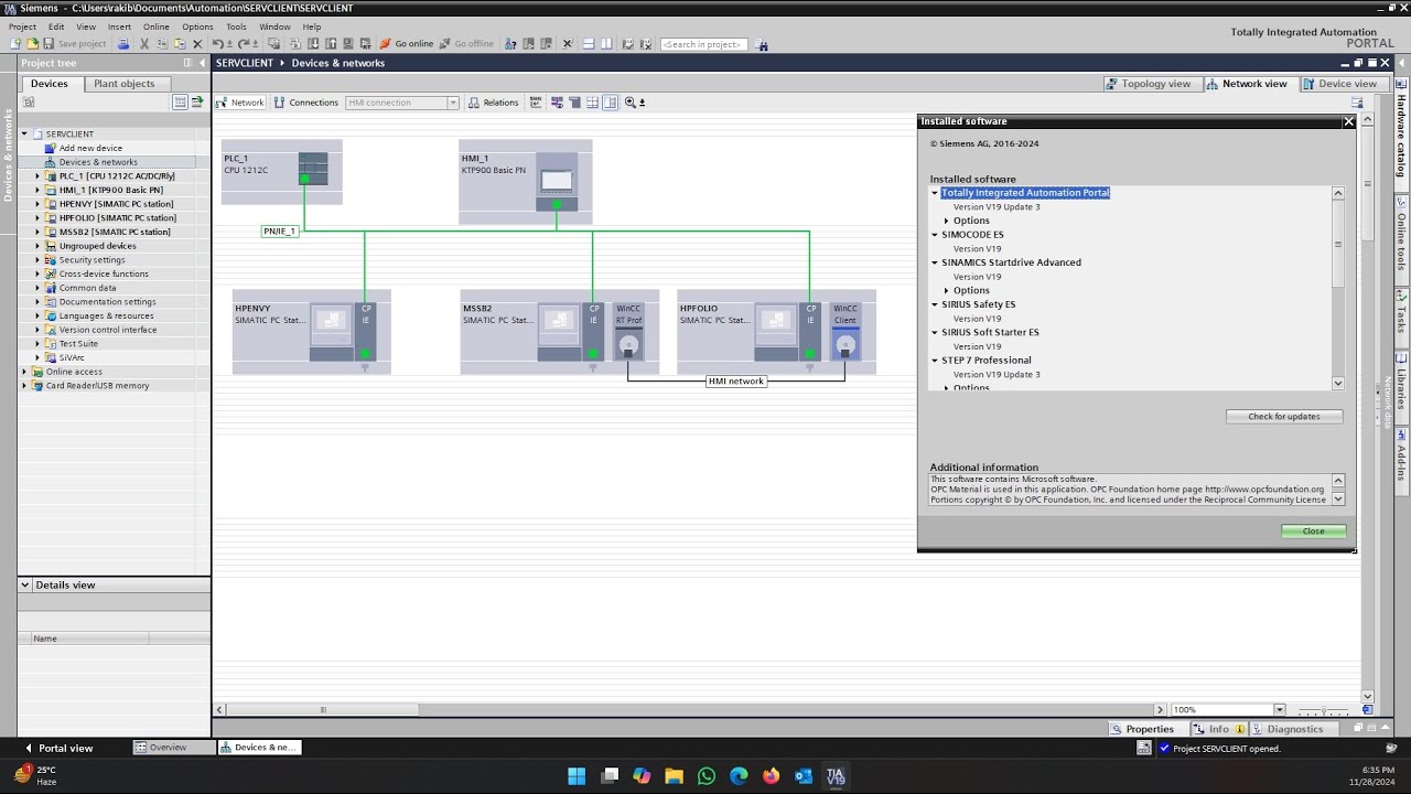 Siemens TIA Portal | Plant Configuration | Multi User System | WinCC Runtime | Server Client