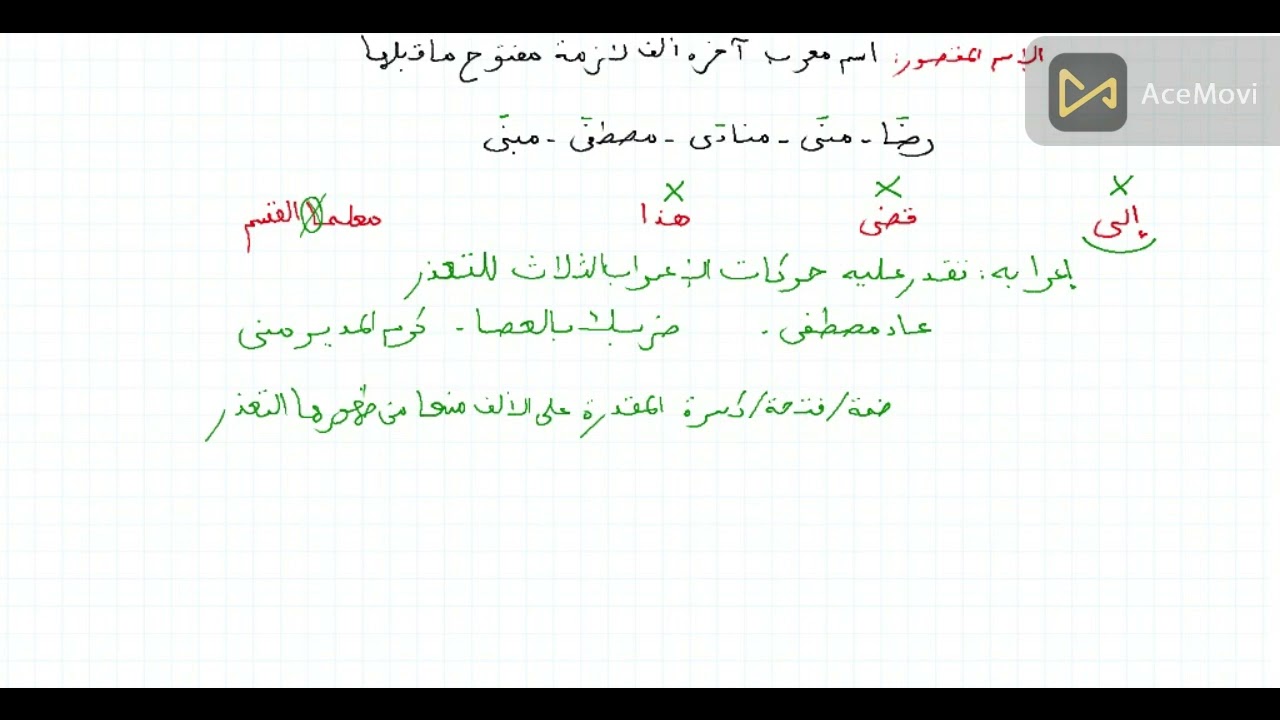 الاسم المقصور بأبسط صورة ثانية متوسط