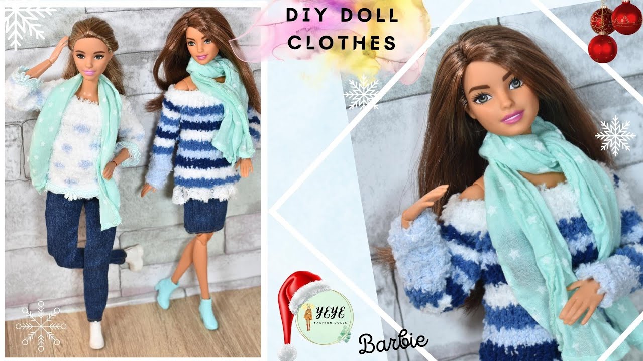 Short sweater with lace for Barbie doll🥰Free pattern🌸DIY#49 #barbieclothes #barbiedoll #barbie