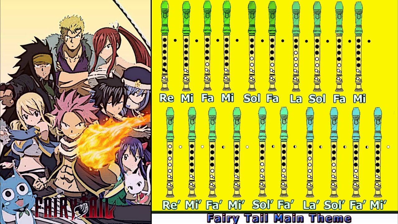 Fairy Tail Main Theme en Flauta Dulce con Notas
