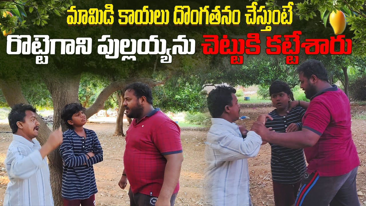 మామిడికాయలు దొంగతనం చేస్తుంటే  రొట్టె గాని పుల్లయ్యను చెట్టుకి కట్టేశారు #rottegadu
