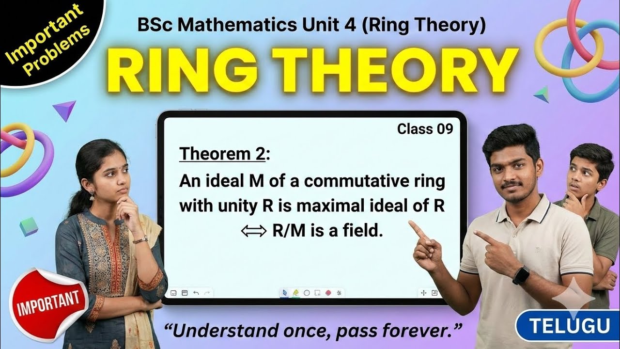 10 marks very important question Ring theory unit 4 ll Degree Maths tips Telugu ll 