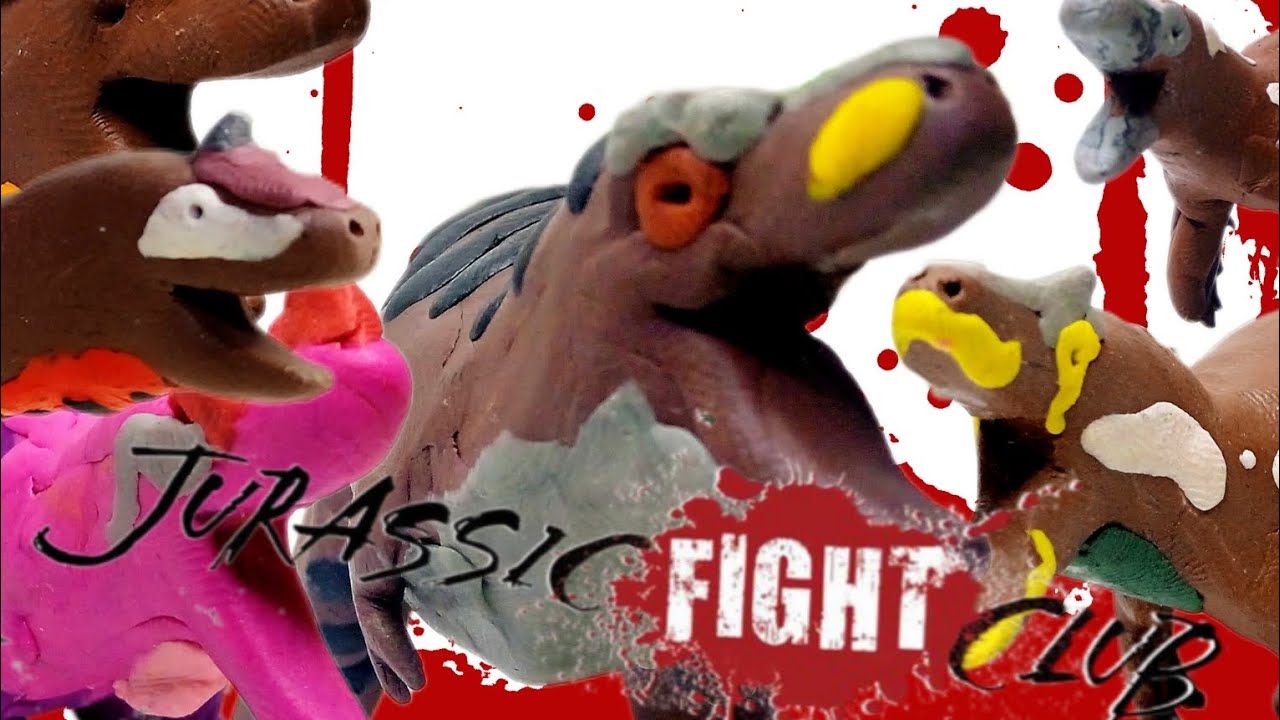 Jurassic Fight Club  in accurate style ( Claymotion) .