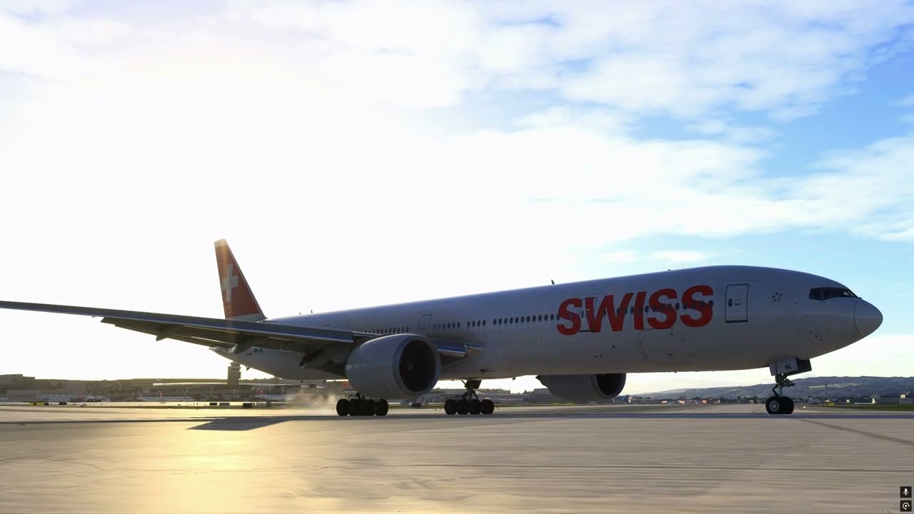 Boeing 777-300ER landing in Zurich