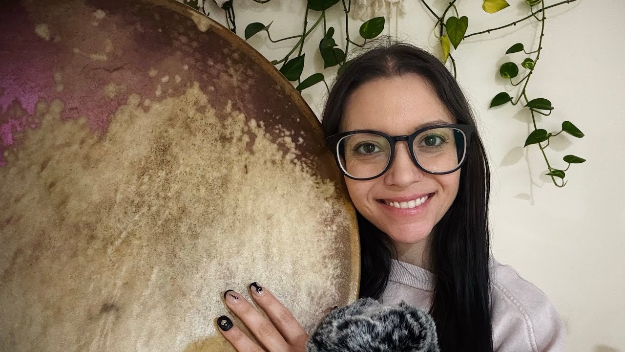 Organic Hand Drum ASMR | Soft Taps, Scratchy Textures & Whispered Singing