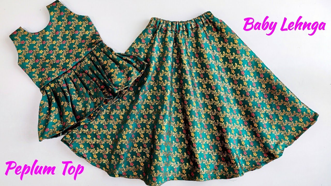 Baby Lehnga With Peplum Top Cutting and Stitching | Lehnga Choli Cutting and Stitching