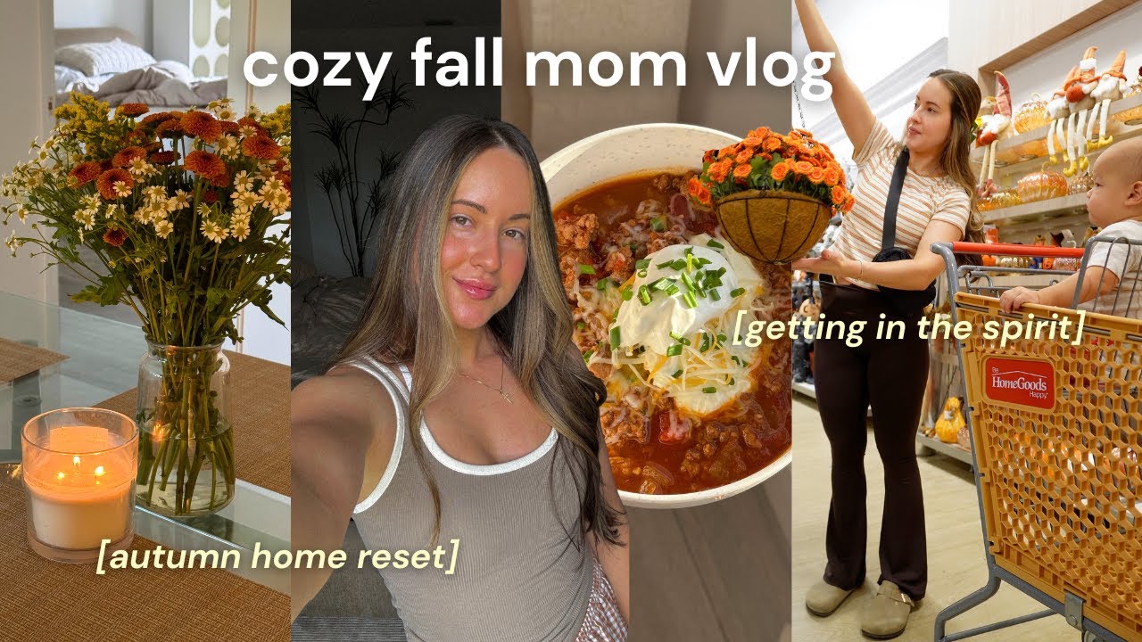 Cozy Fall Mom Vlog 🍁 homemade Pumpkin Sauce, Home Reset, Trader Joes's, HomeGoods, Old Navy Haul!
