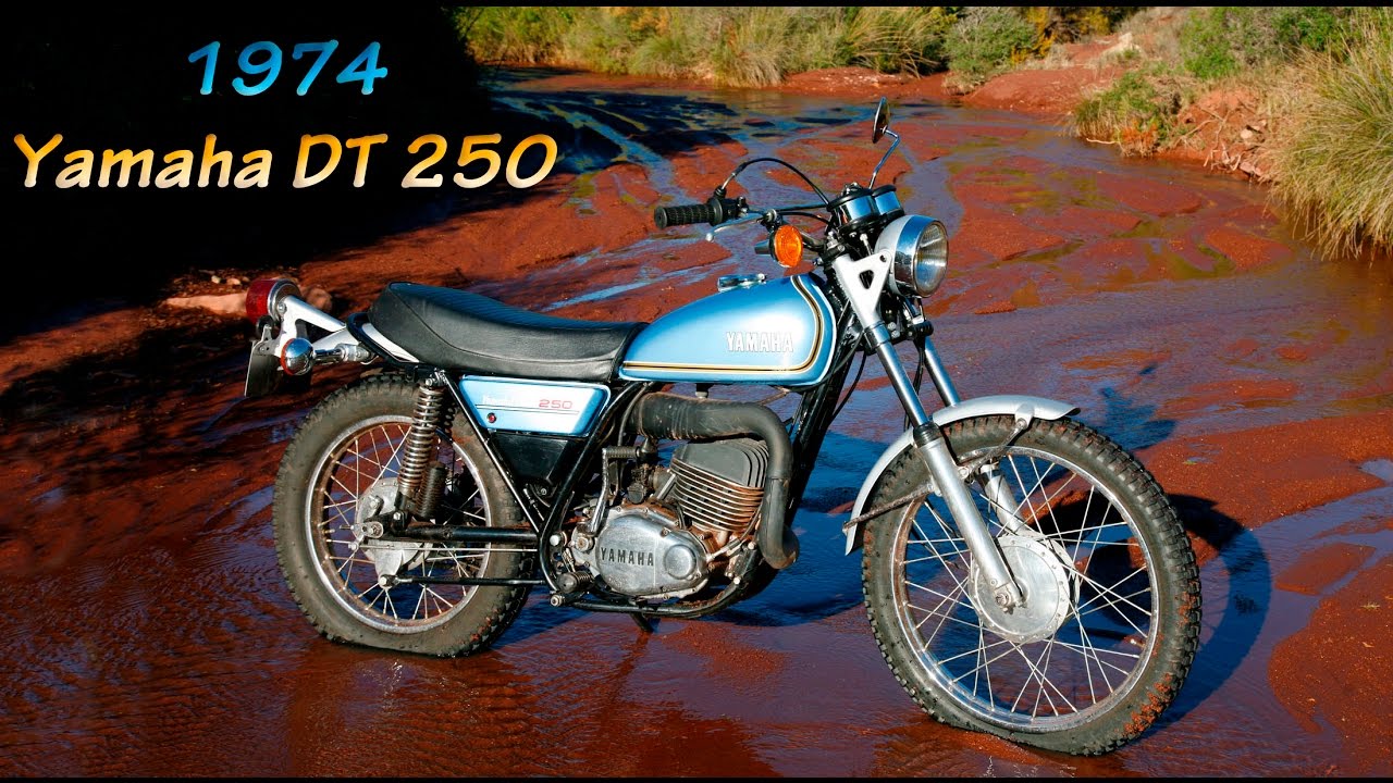 1974 Yamaha DT 250  in a stream and in red lands
