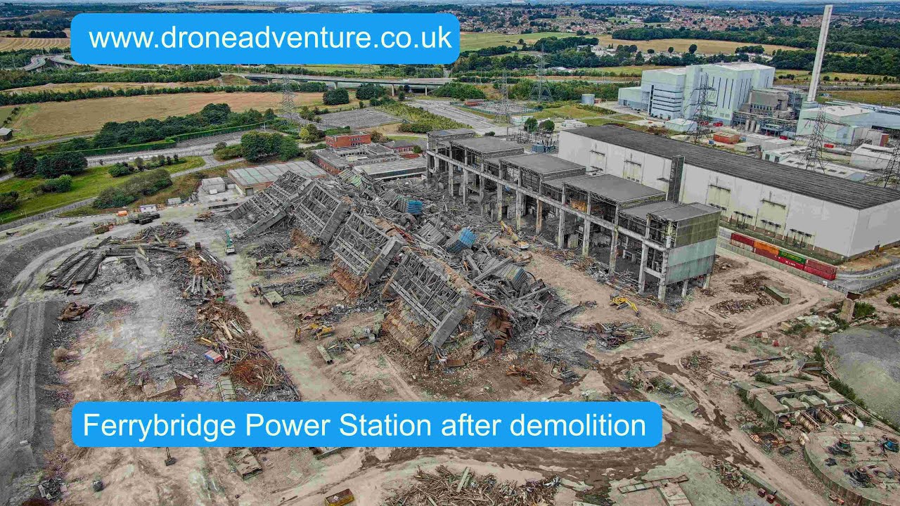 4K drone video of Ferrybridge after demolition (Crank it up to 4k)