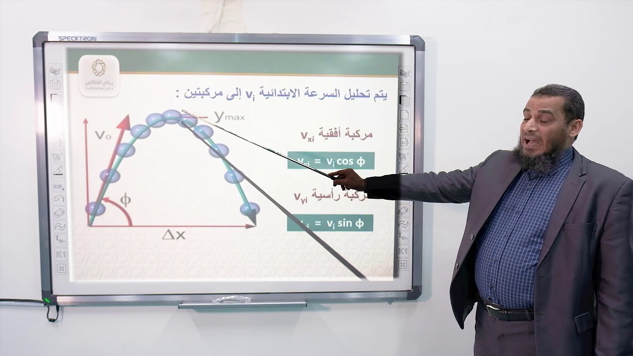 المقذوفات التي تطلق بزاوية - فيزياء أول ثانوي