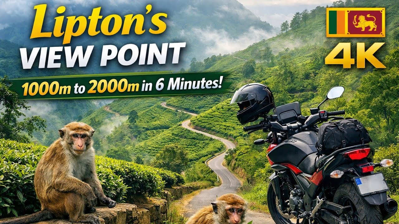 Epic 4K Motorbike Ride to Lipton’s View Point | 1000m to 2000m in 6 Minutes 🇱🇰