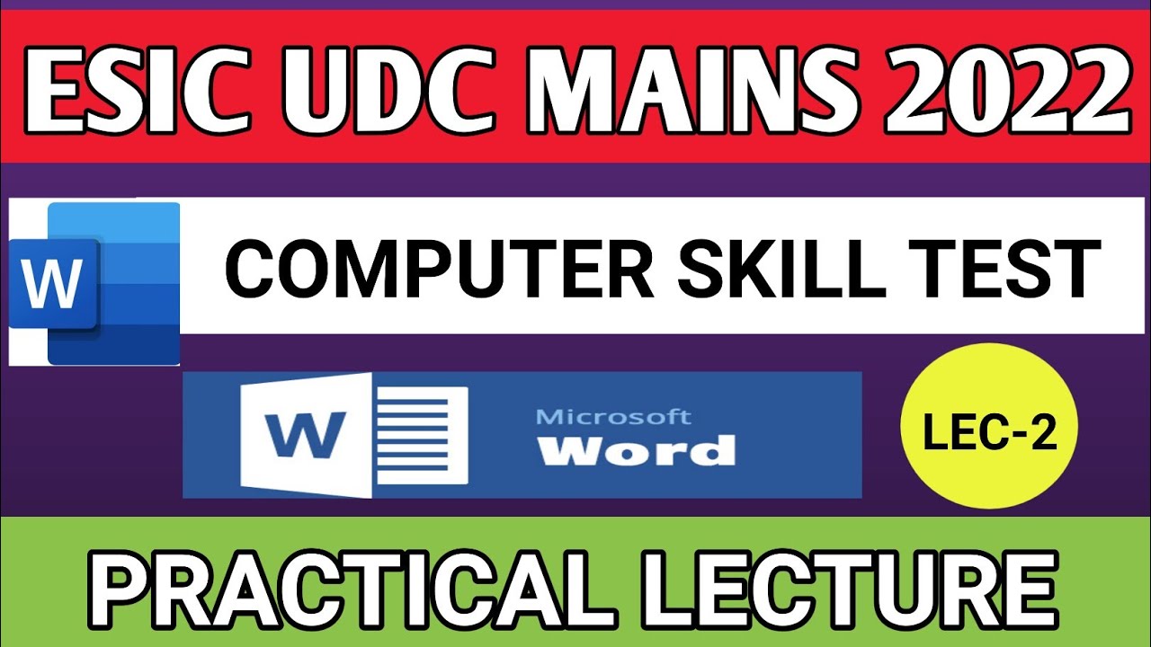 ESIC UDC computer skill test | MS WORD with sample paper | Practical lecture