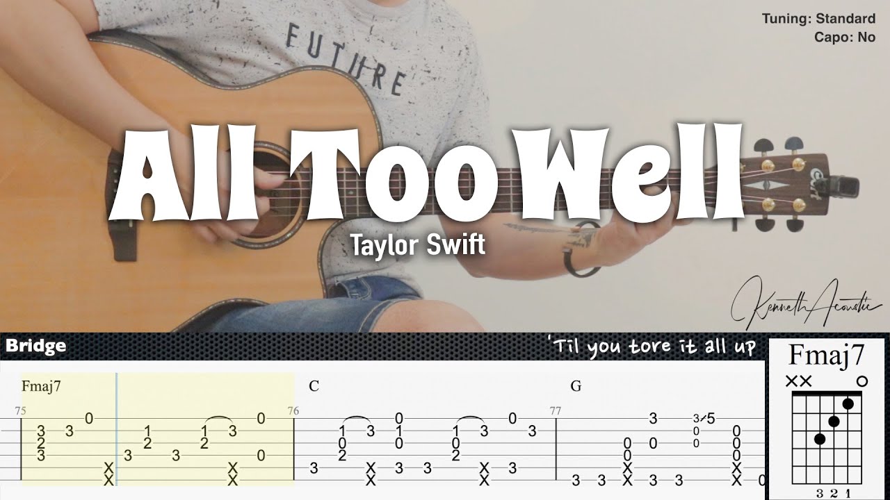 All Too Well - Taylor Swift | Fingerstyle Guitar | TAB + Chords + Lyrics