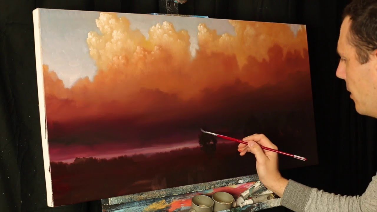 Time Lapse Oil Cloud Landscape Painting The Storm Leaves Gold by  Tim Gagnon