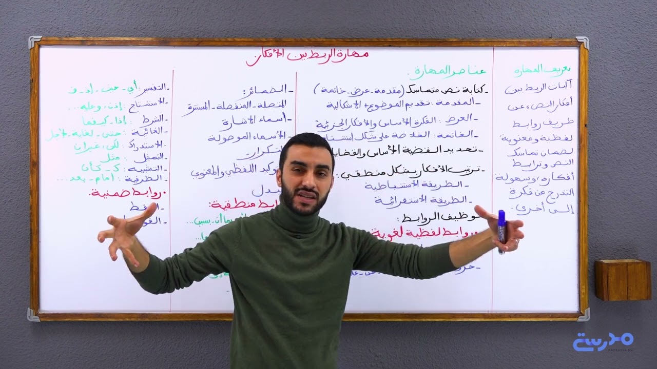 4. اللغة العربية أولى باك : مهارة الربط بين الأفكار (أدوات الربط والاتساق) | الاستعداد للجهوي