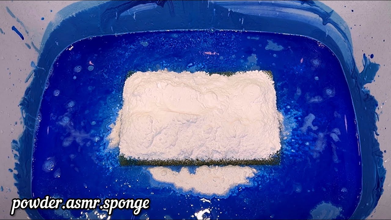 Bucket of dry paste and dyes 🤍💙💜Squeezing sponges asmr