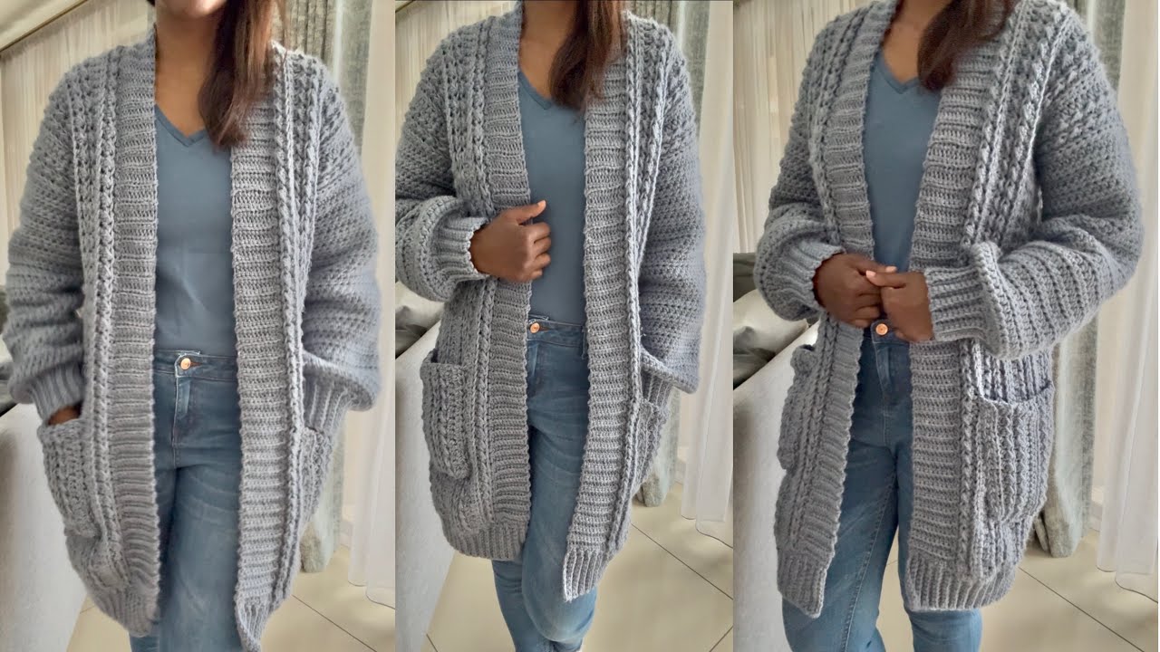 Crochet Warm and Cosy Winter Cardigan - XS to 5XL