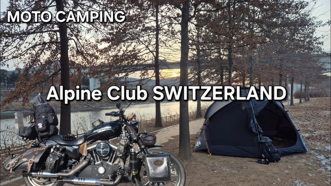 4K [ Winter Camping ] Alpine Club SWITZERLAND Flex Dome Tent. #harleydavidson #ASMR #Motocamping 