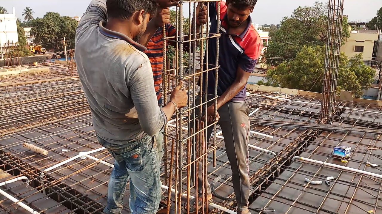 How to join the ground floor and first floor column rods
