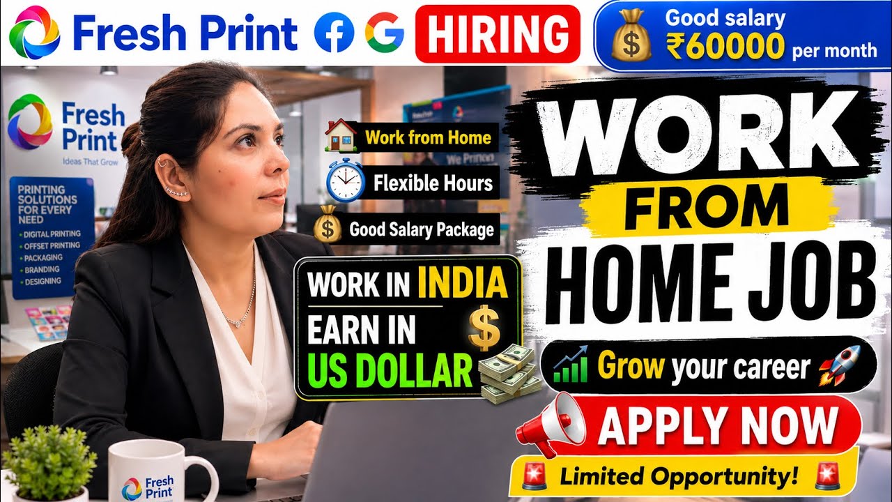 ₹60,000 Salary 😳Fresh Print Work From Home Job 2026 | Freshers Can Apply ! Online Jobs At Home |