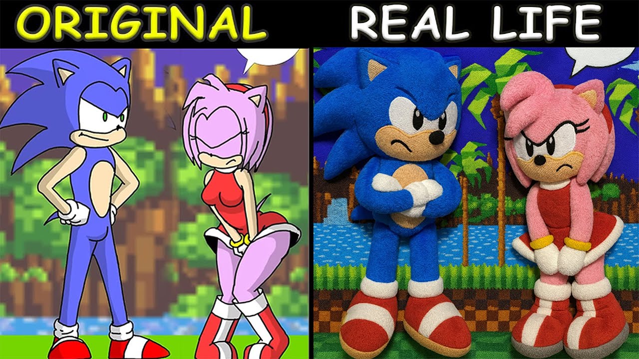 SONIC ran so fast, blew up Amy's skirt!Grr | Sonic The Hedgehog 3 Animation | Original vs Plush Toys