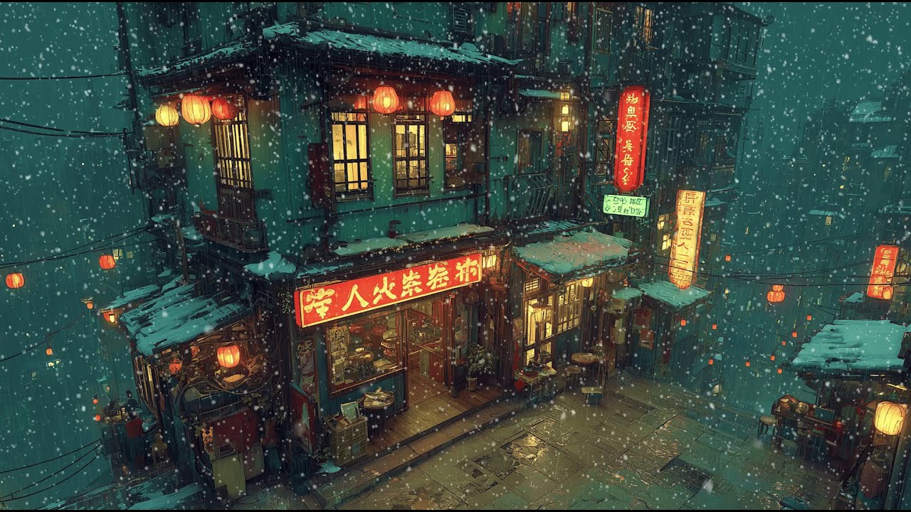 Winter Study Lofi Live 🎧 cozy snow beats for homework, work and peaceful focus | Rainy Ryokan
