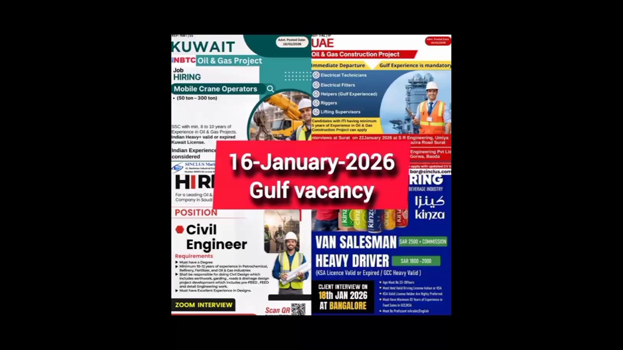16-January-2026 Gulf Vacancy! 
