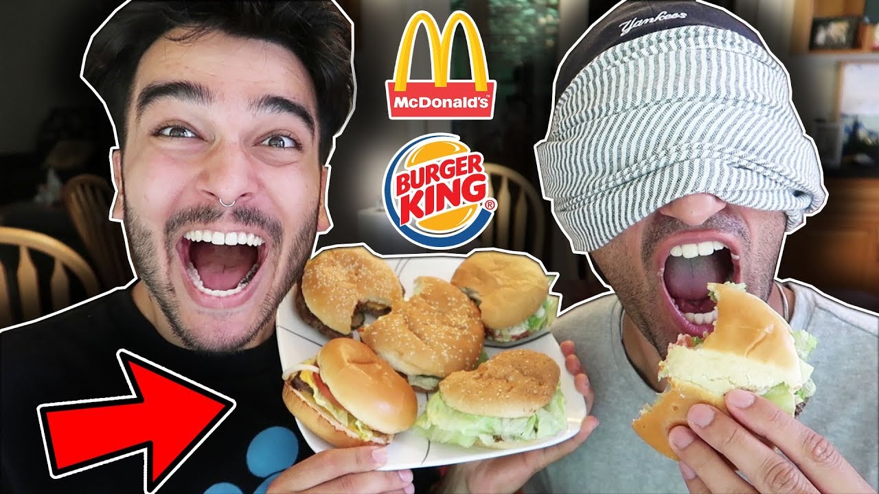 BLINDFOLD BURGER FAST FOOD CHALLENGE ft. Derek Gerard
