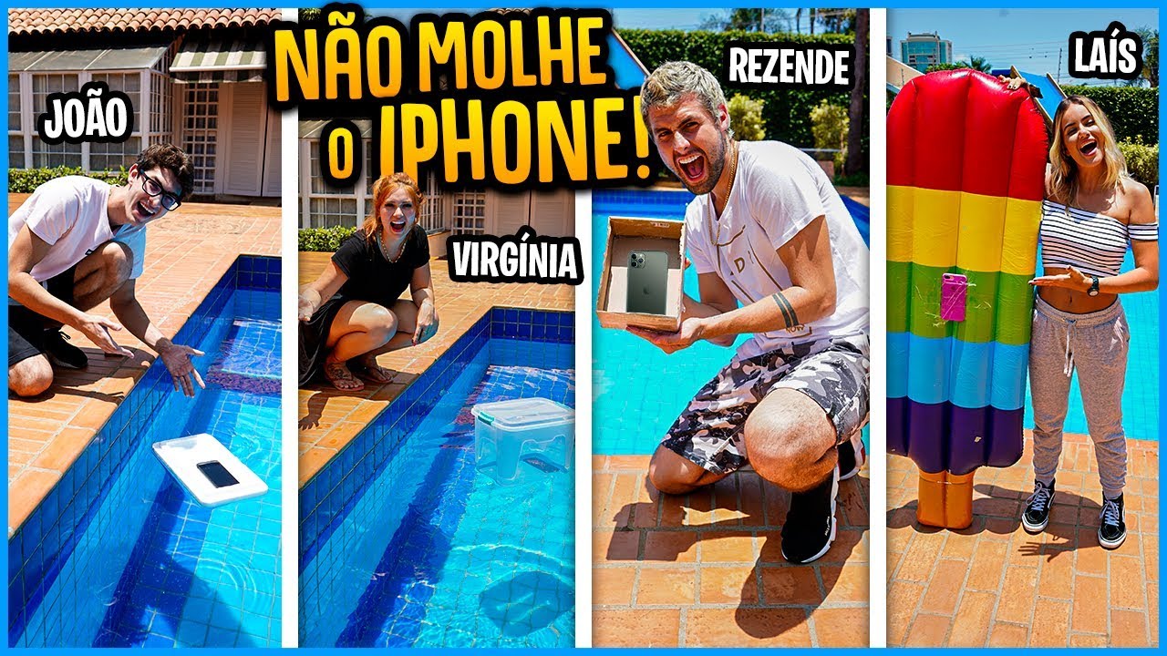 QUEM ATRAVESSAR O IPHONE NA PISCINA SEM MOLHAR GANHA 5000R$!! [ REZENDE EVIL ]