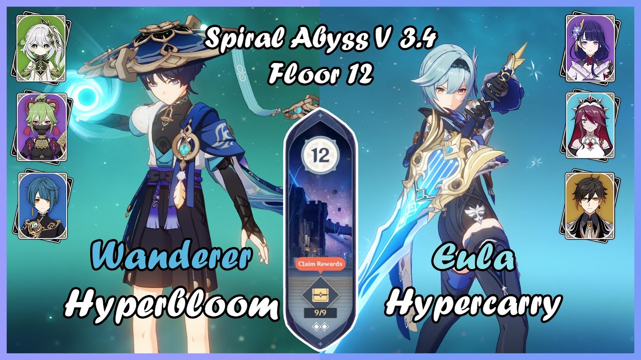 C0 Wanderer and C0 Eula - Spiral Abyss Floor 12 V 3.4
