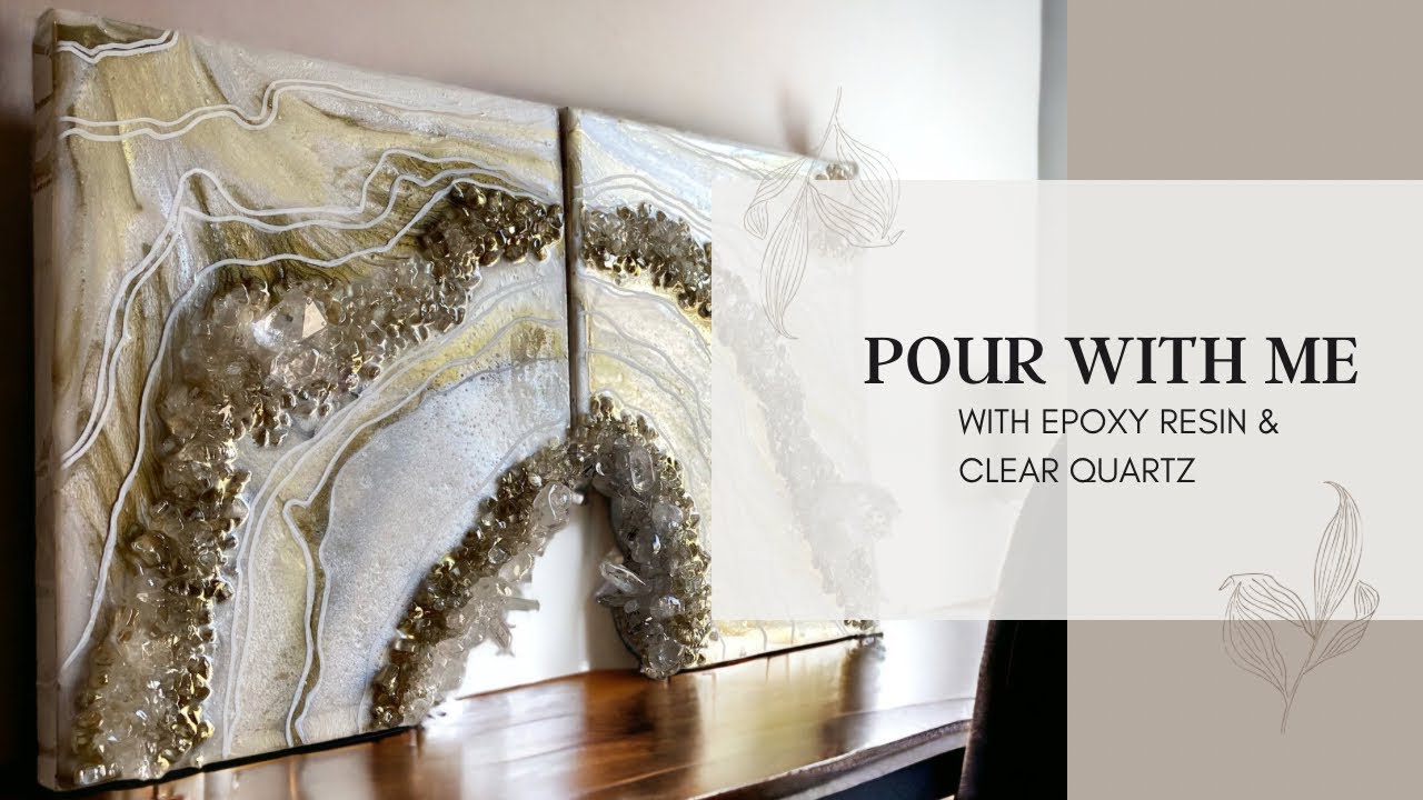 White & Gold Geode Inspired Canvas | Epoxy Resin & Crystals | Timelapse