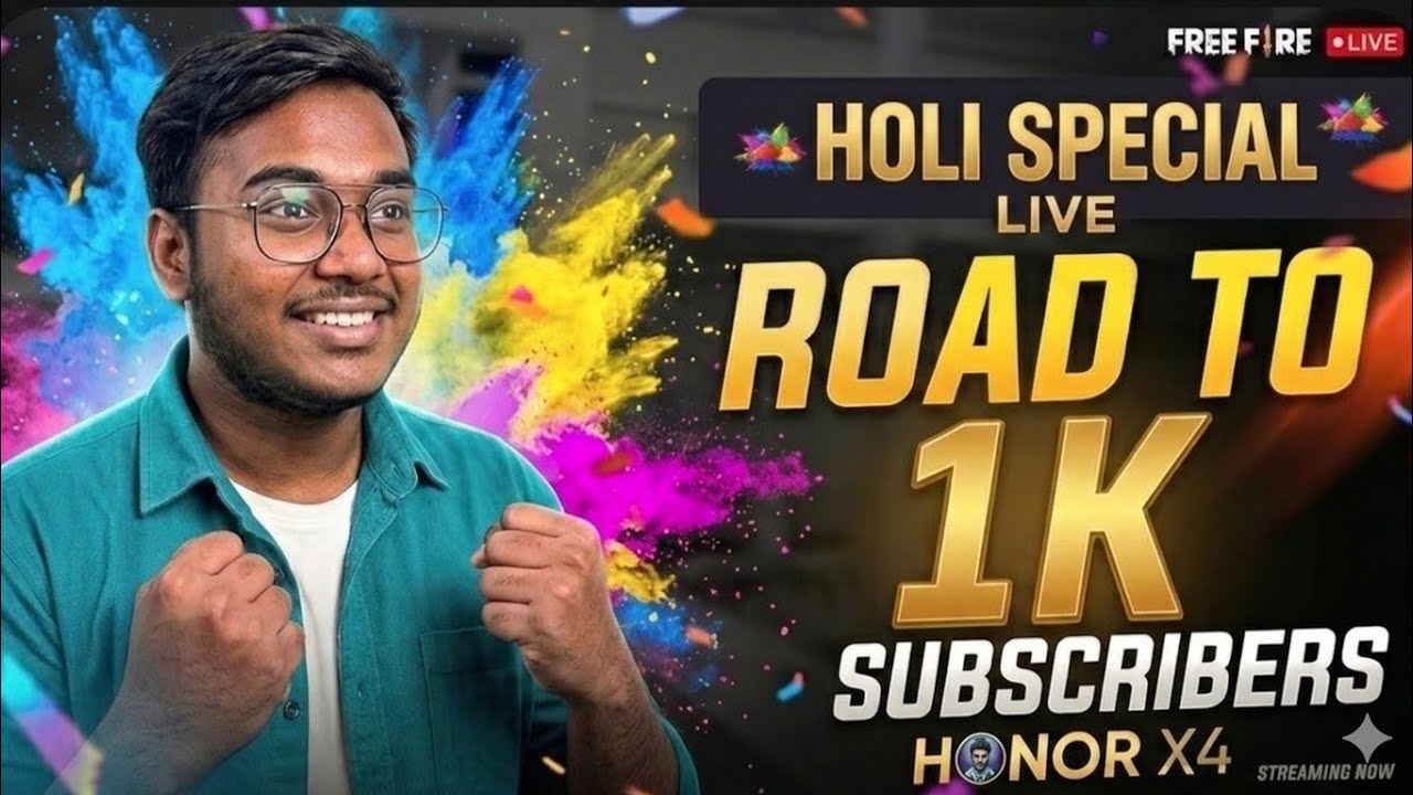 HONOR IS LIVE 💖 | I’m Back After Long Time 🔥 | Holi Special 1vs2 guild trials custom room free fire🔥