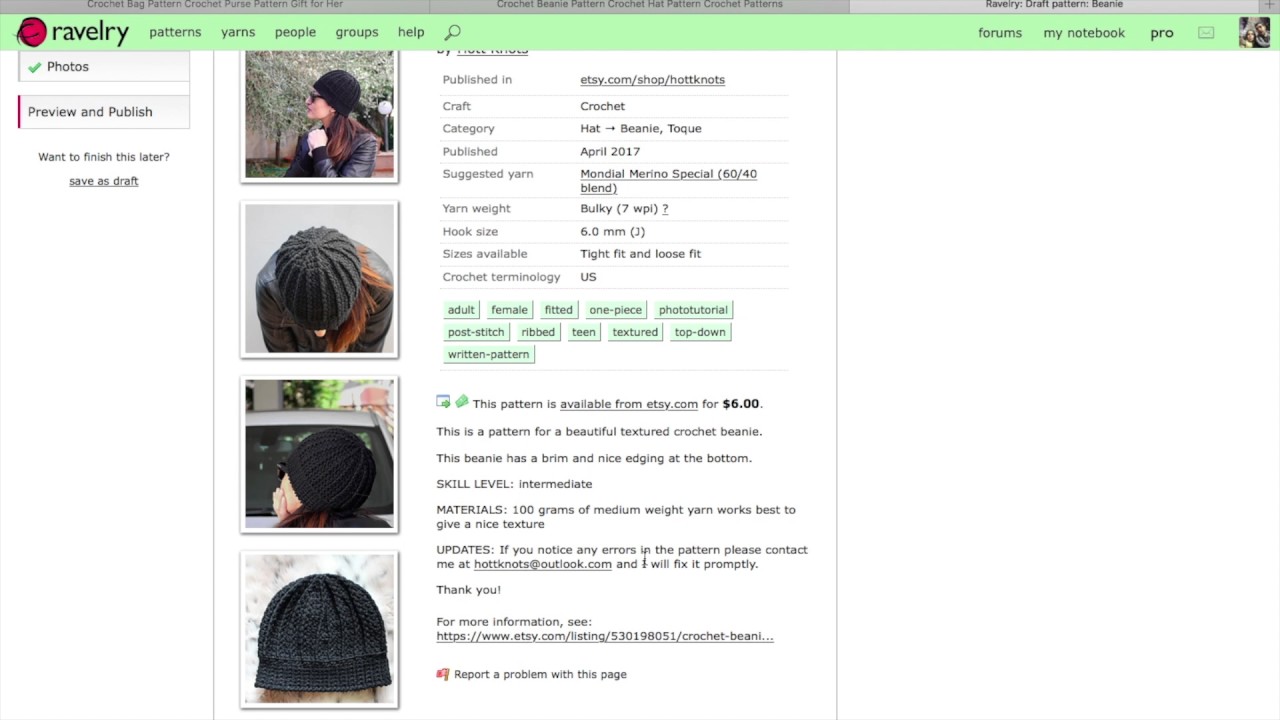 How to sell crochet patterns on Ravelry