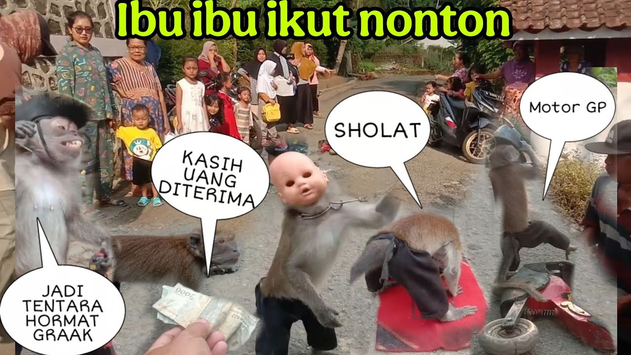 lAgi .AKSI TOPENG MONYET LUCU.Kasih UANG lsg diTERIMA,SHOLAT,MAIN SEPEDA,MAIN TEMBAK,MOTO GP