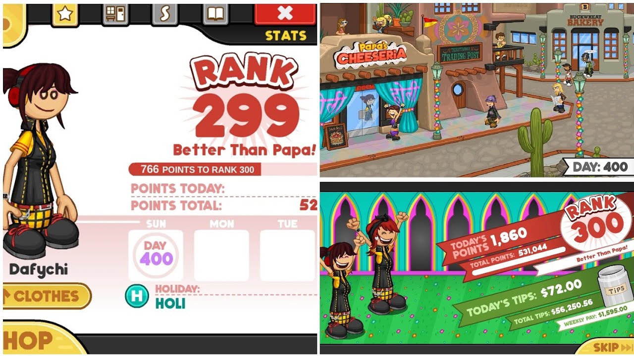 [DOUBLE MILESTONE!] Papa's Cheeseria To Go! - Day 400: Reaching Rank 300! (Perfect Day)