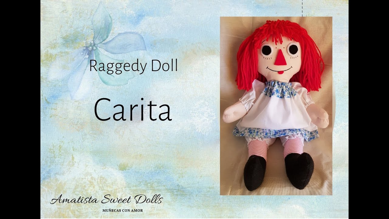 como hacer la cara de la muñeca de tela  raggedy Ann doll - - PARTE3/5-