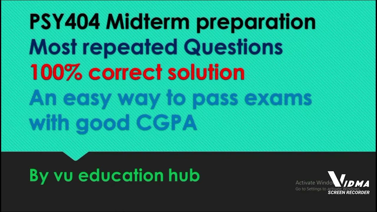 PSY404 MIDTERM PREPARATION|PSY 404 OBJECTIVES + SUBJECTIVE PREPARATION ||PSY404 UPDATED SYLLABUS