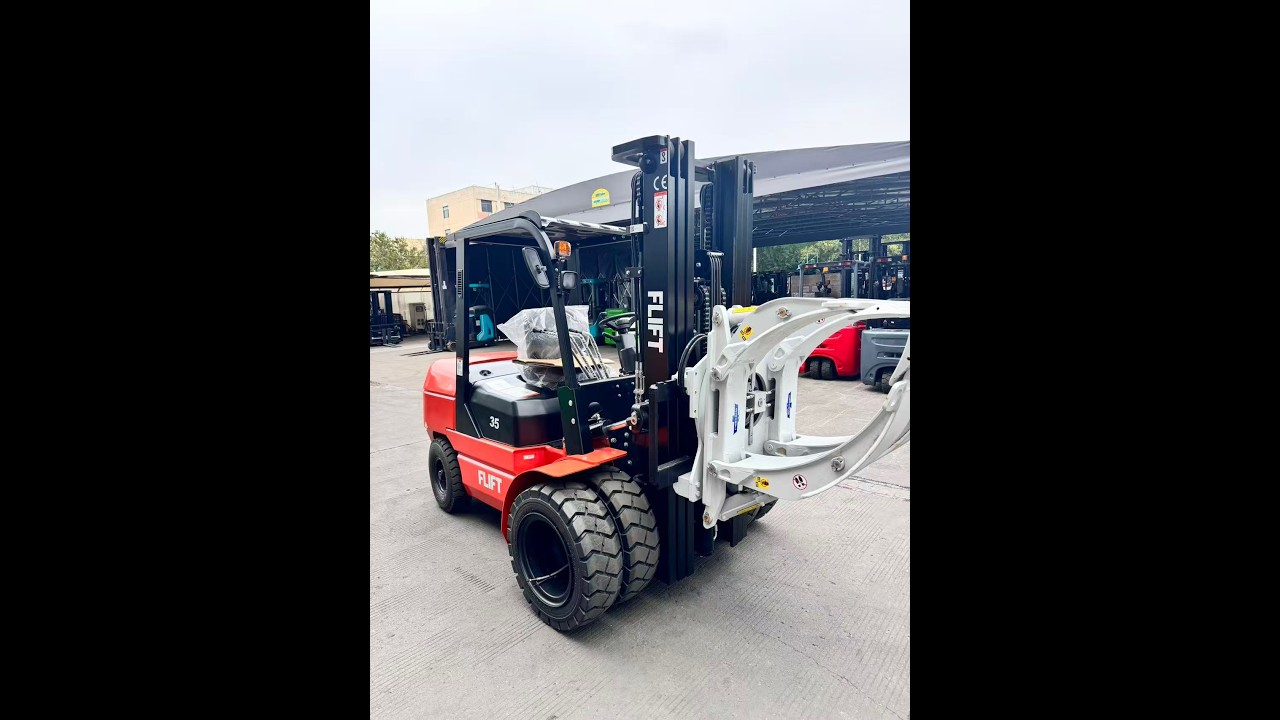 FLIFT 3.5T Diesel Forklift with Cascade Paper Roll Clamp | Dual Front Tires & 5M Mast