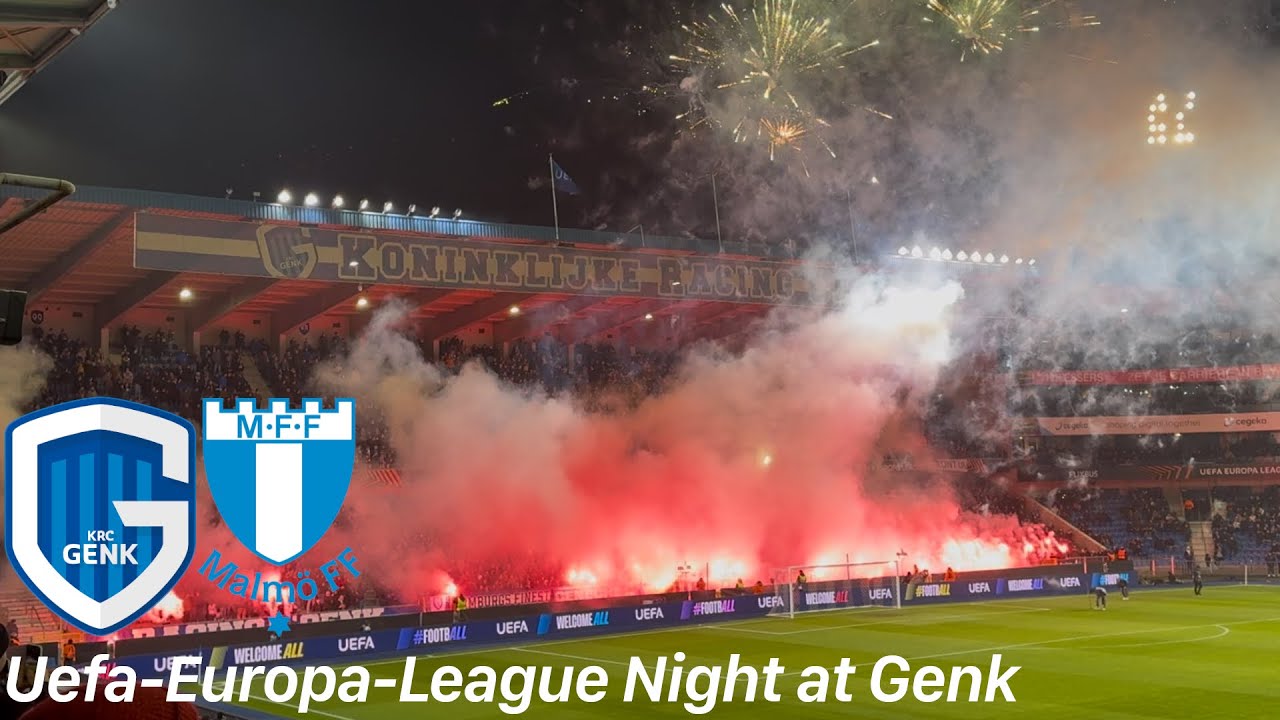 KRC Genk - Malm&ouml; FF | massive Pyroshow from Genk & Sittard and a late goal for the win.