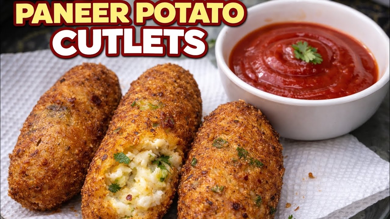 Paneer potato cutlets Quick & easy recipe 😋 crunchy, tasty and delicious snack ❣️