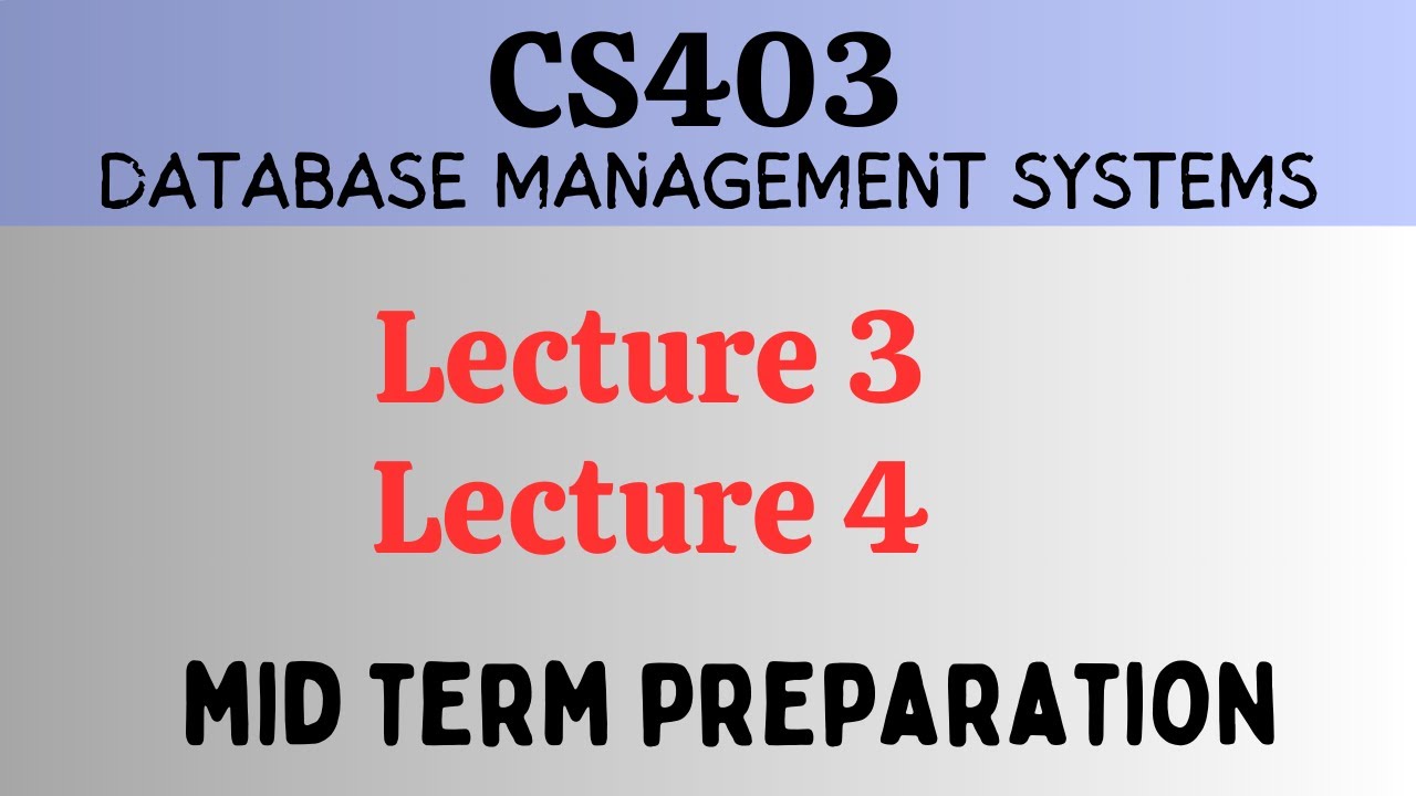 CS403 Short Lecture 3 Short Lecture 4| CS403 Midterm Preparation|CS403 DBMS Short Lectures3 CS403