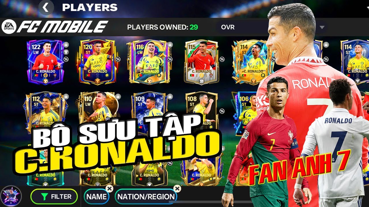 🇵🇹 QUÁ ĐỈNH VỚI BỘ SƯU TẬP TẤT CẢ CÁC THẺ CỦA C.RONALDO TRONG FC MOBILE CỦA 1 BẠN FAN CUỒNG CR7