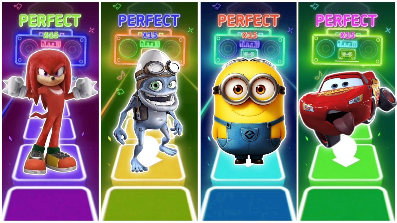 Tiles - Knuckles vs Crazy frog vs Minions vs McQueen in Tiles Hop EDM Rush🎶